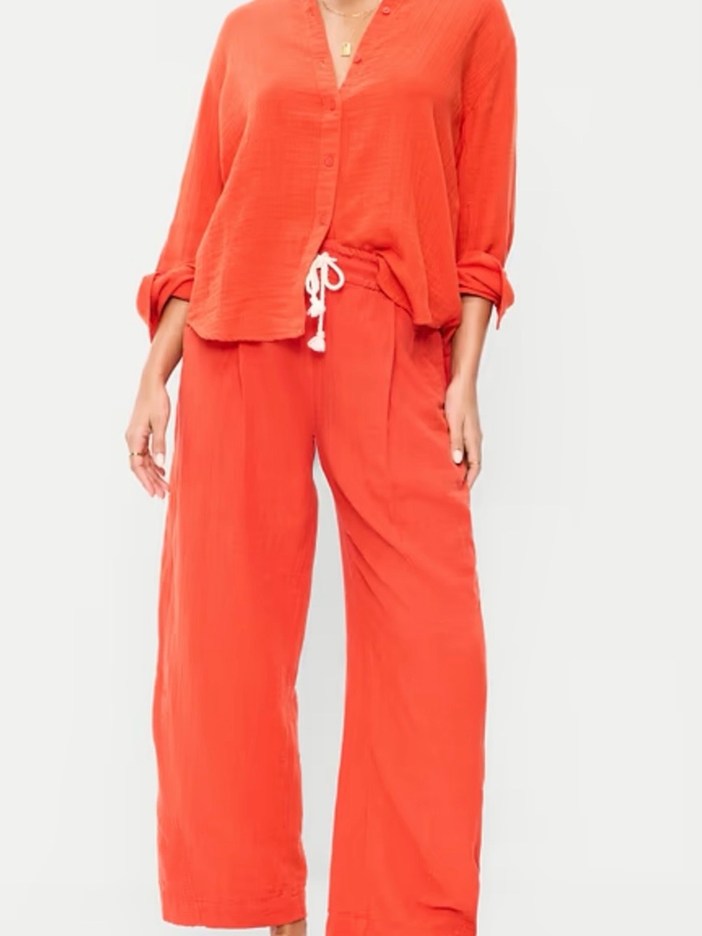 Excellent Condition Old Navy Linen Shirt and Pant Set Size Small Orange